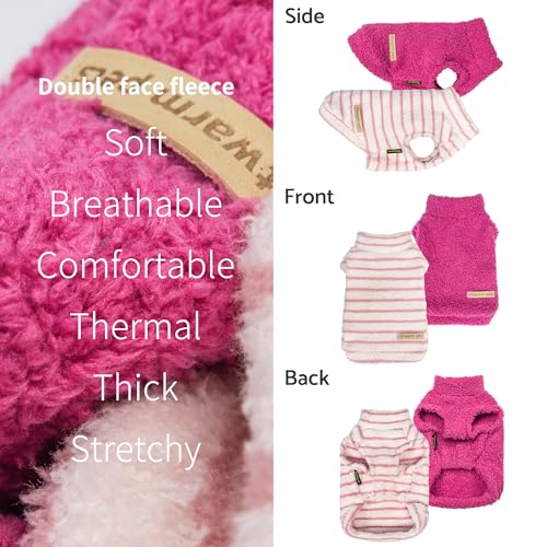 2 Pack Striped Fleece Dog Sweater (X-Large / White-Pink)