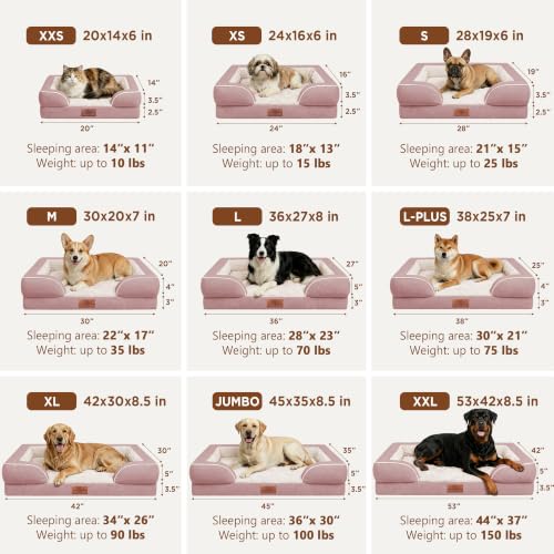 Waterproof Orthopedic Dog Bed for Medium Size Dog (30.0"L x 20.0"W x 7.0"Th / Pink)