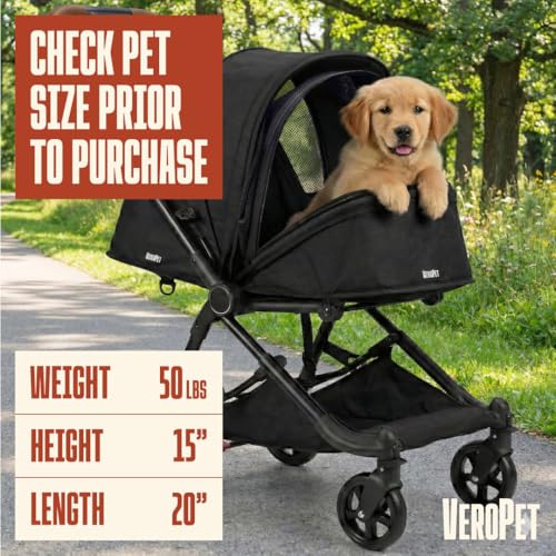 Pet Stroller for Small & Medium Dogs & Cats Lightweight Foldable Travel Stroller with Smooth 4