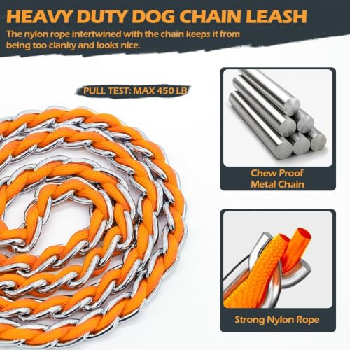 Chain Dog Leash (orange / 7.25FT(5-30lb))
