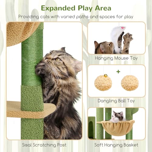 Cactus Giant Cat Tree for Indoor Large Cats (83inch / Cactus)