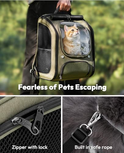 Cat Backpack Carrier (reen / 12.6"L x 10.2"W x 16.5"H)