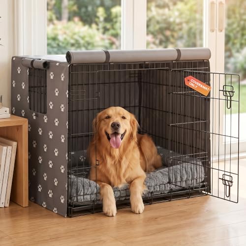 PetPrime 42 Inch Dog Crate Cover with Reversible Mat Set (42"L x 28"W x 30"H)