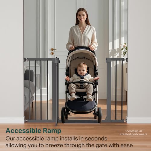 30 48 in Baby Gate for Stairs (Cool Gray / 30-48"W x 30.5"H)