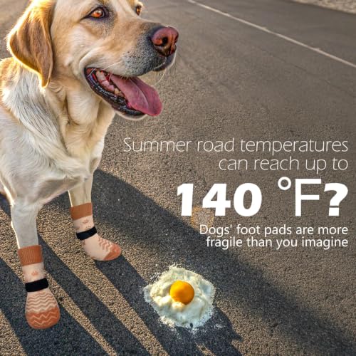 Anti Slip Dog Socks to Prevent Licking Paws for Hot Pavement (Brown / Small)