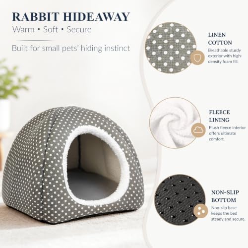Rabbit Hideout Large Bunny Bed Washable Rabbit House (Grey)
