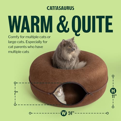 Peekaboo Cat Cave Donut for Multiple & Large Cats up to 30 (Brown / Large)