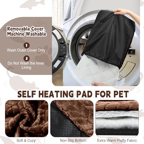 4 Pack Self Warming Cat Bed Mat Self Heating Pad for Dog Extra Warm Winter Pet Pad Washable Thermal Pads Mats for Pets Indoor Outdoor (Dark Coffee / 16 x 20 Inch)