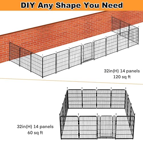 Garden Fence with Gate 32 in (32''(H)-12panels-26.6ft(L))