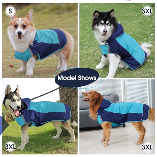 Hooded Dog Raincoat (2X-Large / Blue)
