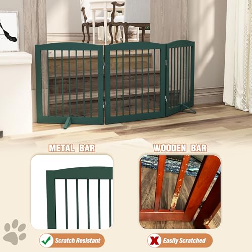 Freestanding Pet Gate for Dogs (24" Height-3 Panel / Green)