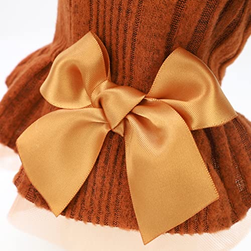 Knitted Dog Tulle Sweater Dress (X-Small / Orange)