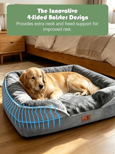 Orthopedic Dog Bed with Sides (42.0"L x 32.0"W x 6.5"Th / Grey)