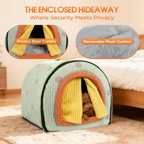 Dog House Indoor for Small Dogs & Cats (Green / M-20x16x14")