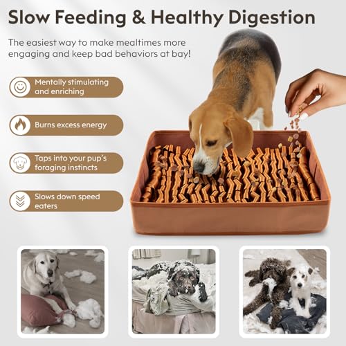 Snuffle Mat for Dogs (Brown / 14" X 12"-Portable)