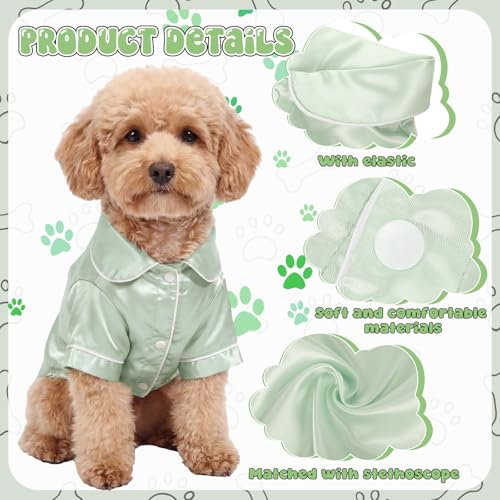 Dog Silk Pajamas Shirt Puppy Satin Pjs for Small Dog (M / Sage Green)
