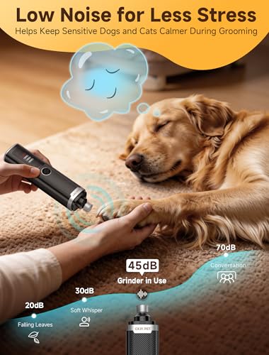 Dog Nail Grinder Whisper Quiet & Safe for Sensitive Dogs and Cats (Black)