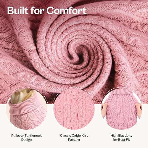 Pull Over Dog Sweater (S / Cable Knit Pink)