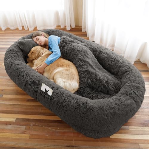 Human Dog Bed for Adult (71.0"L x 45.0"W x 12.0"Th / Dark Grey)