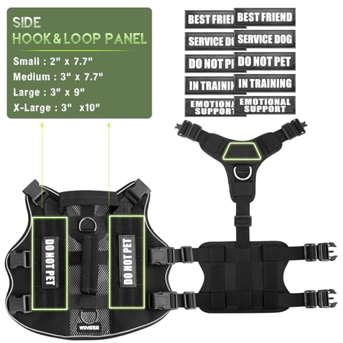 Tactical Molle Vest Mesh Dog Harness with 10 Removale Pet Patches (Medium / Black)