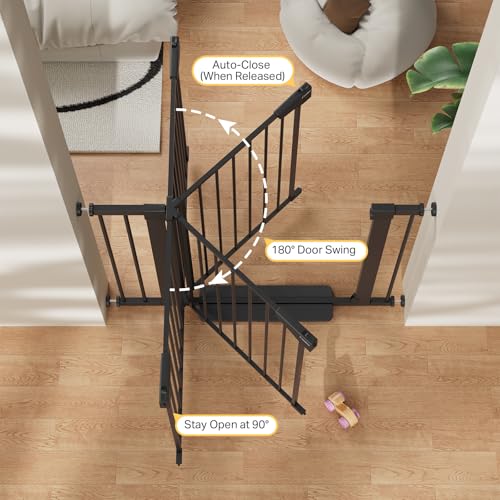 2 Pack 30 40.6 in Baby Gate for Stairs and Doorways (Black / 30-40.6"W x 30.5"H (2 Pack ))