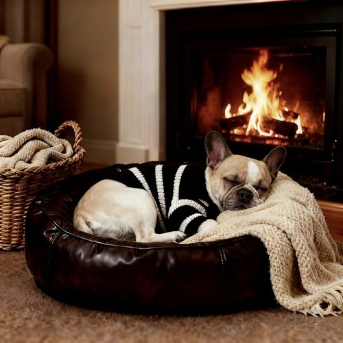 Small Dog Sweater with Zipper (Black Stripe Zip(Order One Size Up) / Large)