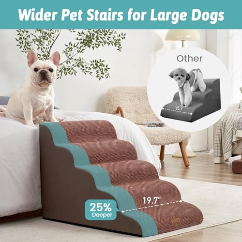 Extra Wide Dog Stair for Small Dog (Brown / Extra Wide:19.7"x33"x22.4")