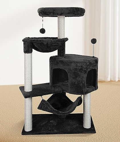 Cat Tree with Cat Condo and Big Hammock (39.4'' Dark grey)