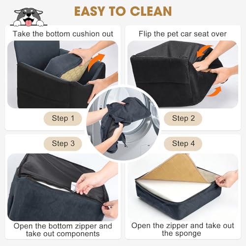 Dog Car Seats for Small Medium Dogs Under 35lbs (Black Dark Grey / Small/Medium)