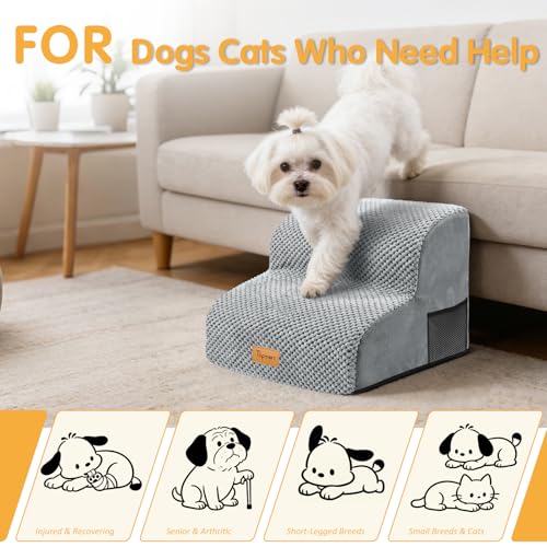 High Density Foam Pet Steps 2 Tiers (Grey / 15.7*15.7*11.8)
