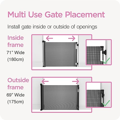 Retractable Baby Gate (Gray / 41" Tall x 71" Wide)