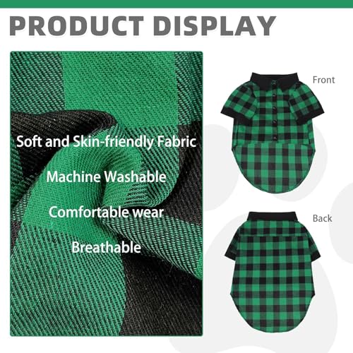 Dog Shirt Christmas Green Plaid Pet Shirts (Large / Green)