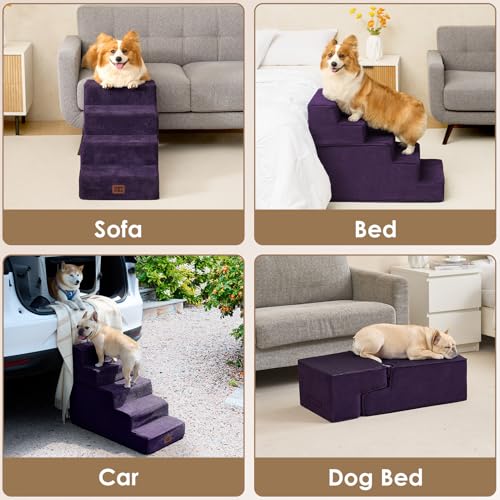 Dog Stairs for Small Dogs 13.5" H (Purple / Standard 15" x 18" x 13.5")