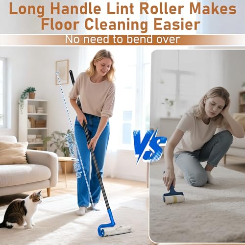 10" Large Lint Roller for Pet Hair Extra Sticky (Blue / 10 Inch)