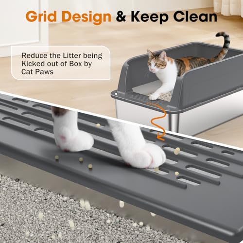 2PACK Stainless Steel Litter Box (Dark Grey / XL)