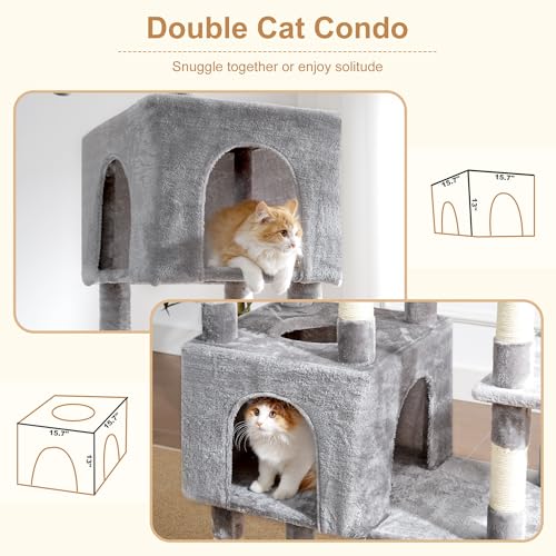 Cat Tree, 76-Inch Tall Heavy Duty Cat Tower for Big Cats HCT039W (Light Gray / 76.8 inch)