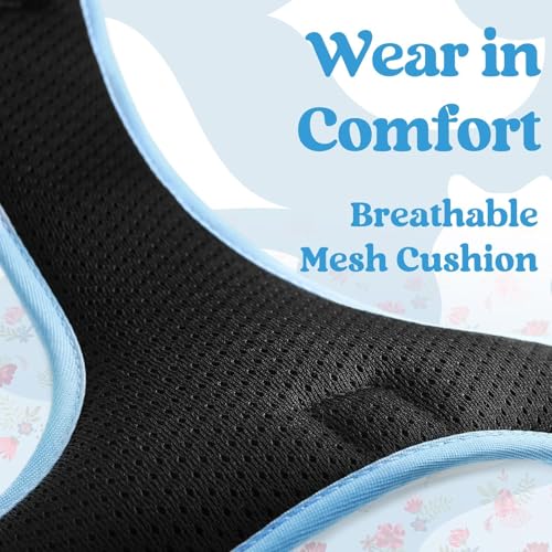 Dog Harness Medium Sized (Medium / Floral Blue)