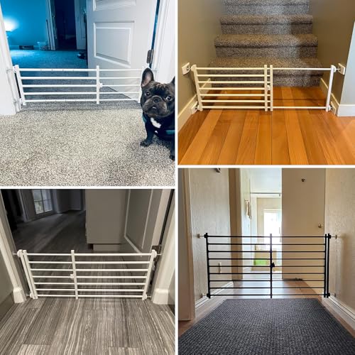 Indoor Dog Gate with Door (Black / 20''H × 26''- 41''W)