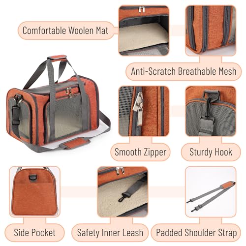 Pet Carrier 17.5" x 11.2" x 11.5" (Orange)