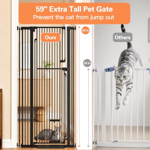 59" Extra Tall Cat Gate 31.5" (Black / 59" Tall, 31.5-42.5" Wide)