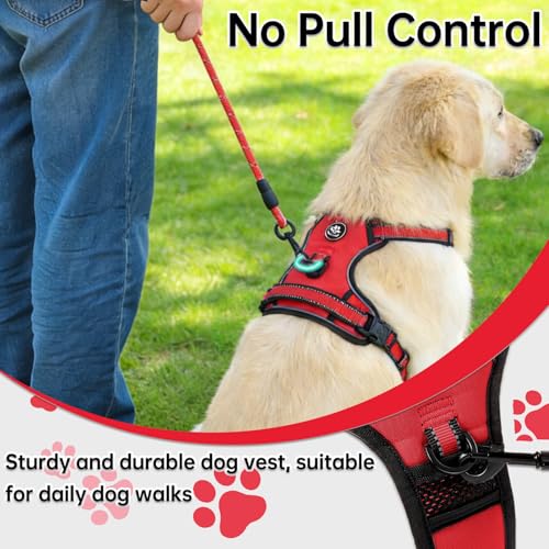 Reflective Dog Harness for Large Dogs (Red / X-Large)