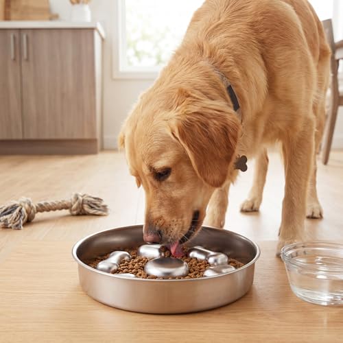 2 Pack Stainless Steel Slow Feeder Dog Bowls