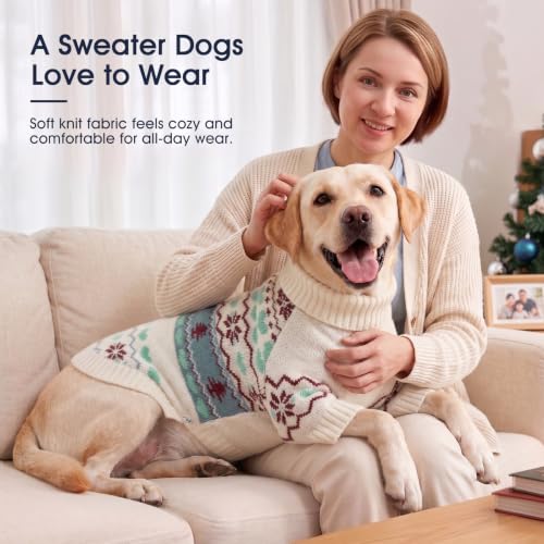 Warm Dog Sweater (Nordic Hearts-Ivory / X-Large)