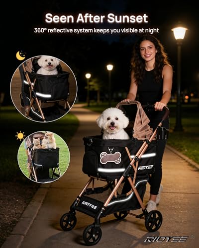 Foldable Dog Stroller for Small & Medium Dogs & Cats up to 33 lb