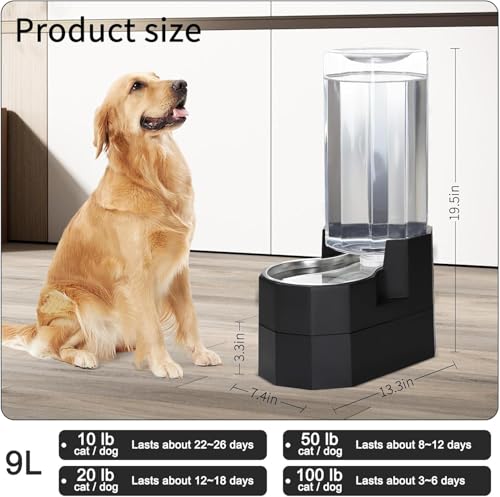 9L Elevated Dog Water Dispenser (Black / 9L Raised)