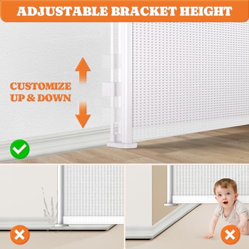 Retractable Baby Gates Extra Wide (White / 41" Tall x 120" Wide)