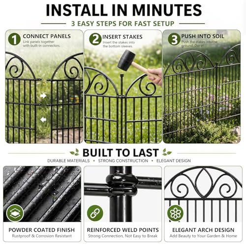 No Dig Garden Fence Outdoor for Yard (28 in(H) X 9.8 ft(L))