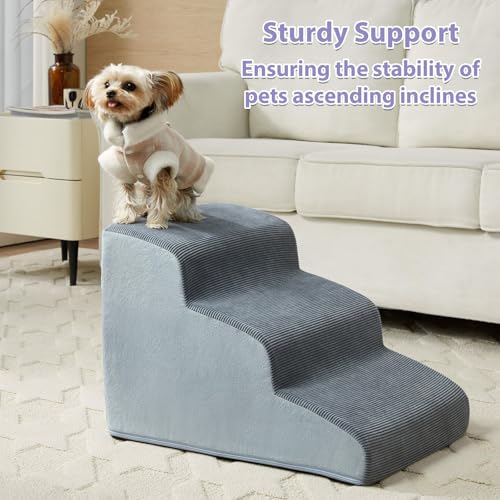 Dog Stairs for Small Dogs (Fleece Grey)