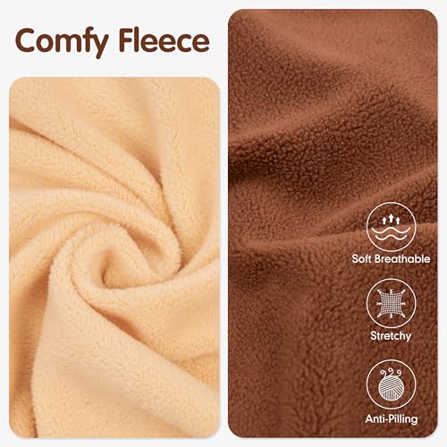 2 Pack Fleece Dog Sweater Pullover Lightweight Reflective Jacket (Large / Brown & Khaki)