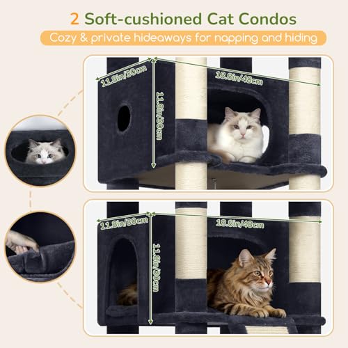 80in Tall Extra Large Heavy Duty Corner Cat Tree Tower (Dark Grey)